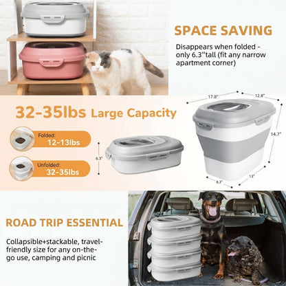 Airtight Dog Food Storage Container with Wheels – Holds 30-35 lbs