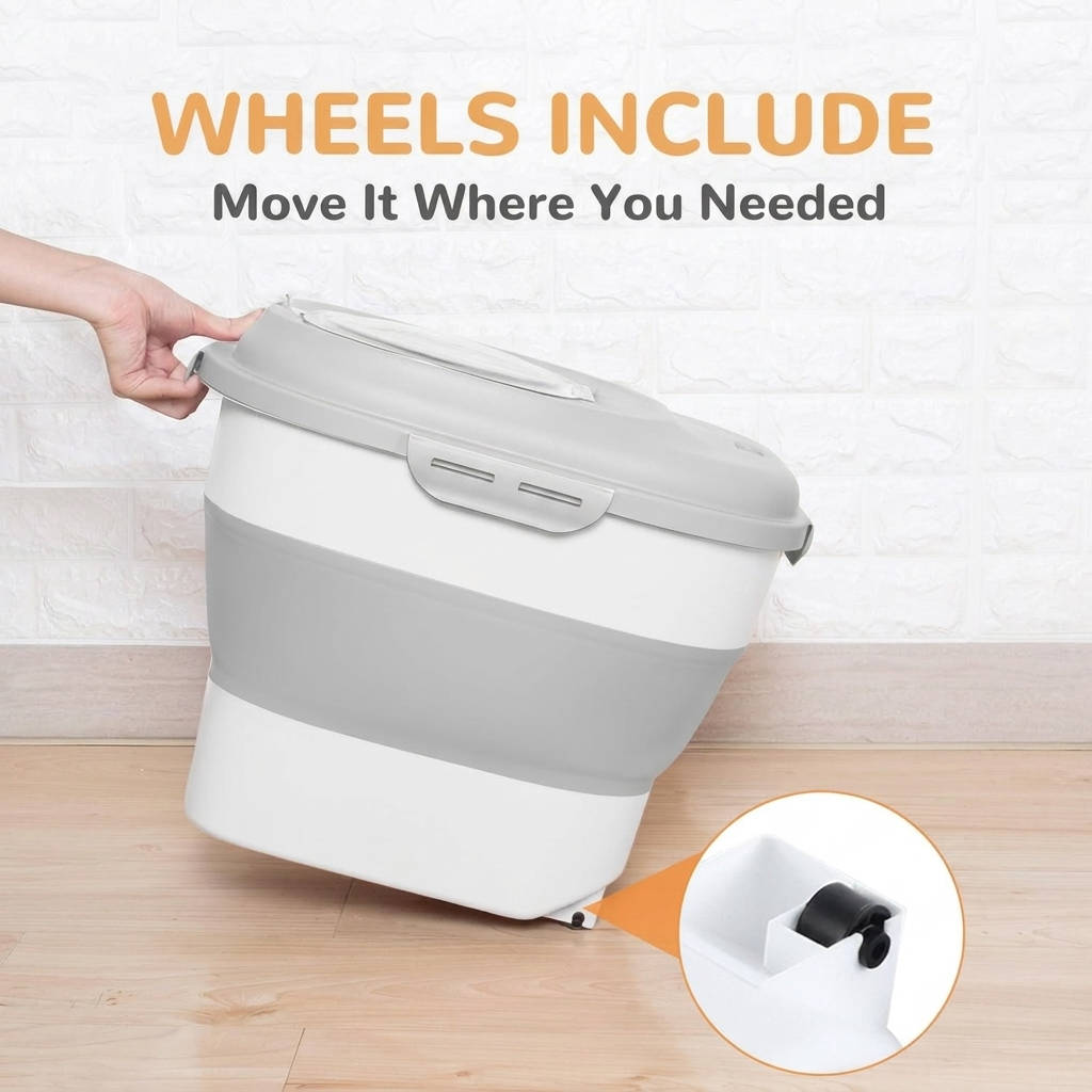 Airtight Dog Food Storage Container with Wheels – Holds 30-35 lbs