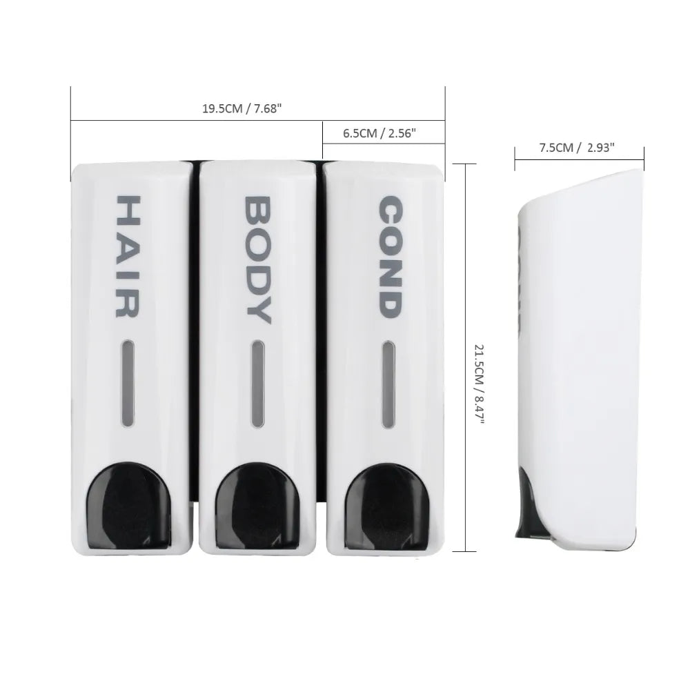 Wall-Mounted Shower Dispenser – 3 Chambers