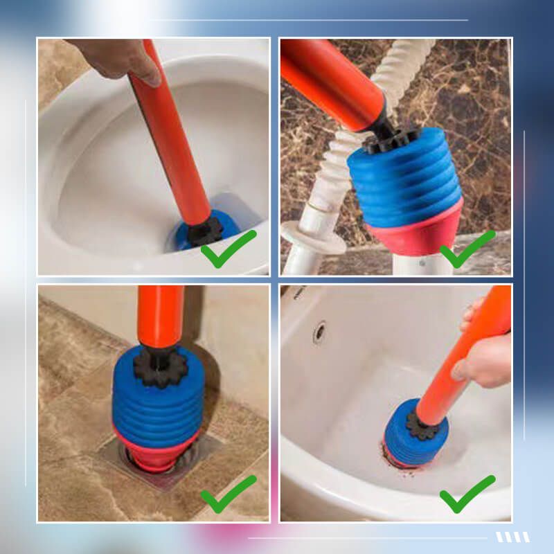 High-Pressure Toilet Plunger with Multiple Adapters