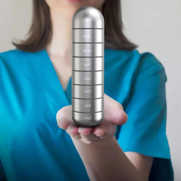 7-Day Pill Organizer for Travel – Aluminum Case