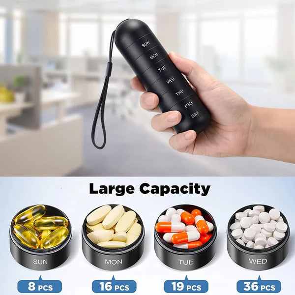 7-Day Pill Organizer for Travel – Aluminum Case