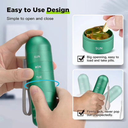 7-Day Pill Organizer for Travel – Aluminum Case