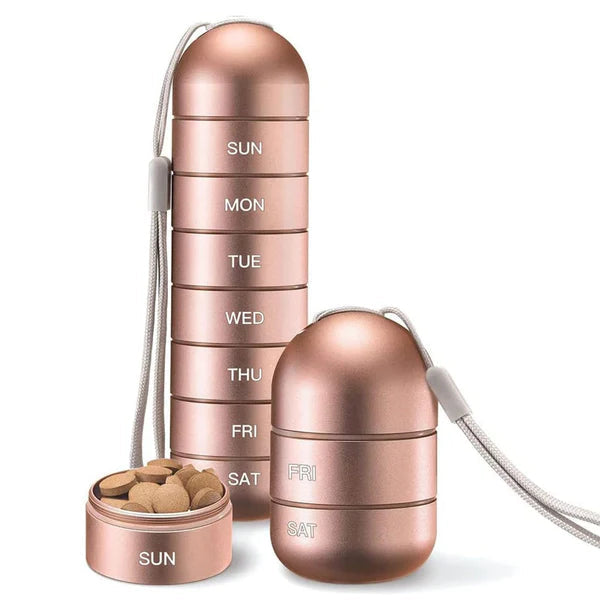7-Day Pill Organizer for Travel – Aluminum Case