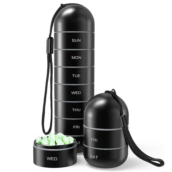 7-Day Pill Organizer for Travel – Aluminum Case