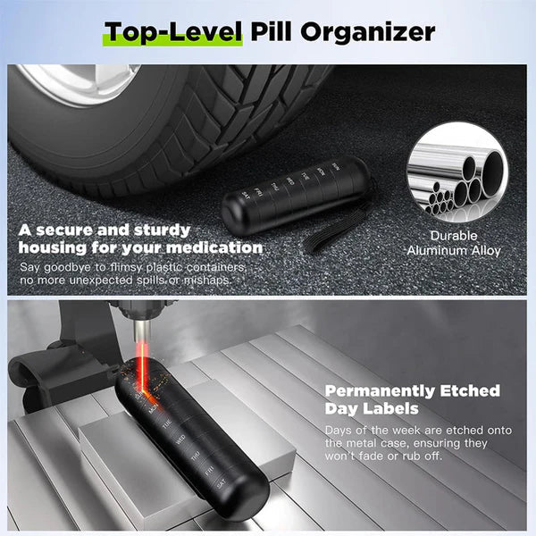 7-Day Pill Organizer for Travel – Aluminum Case