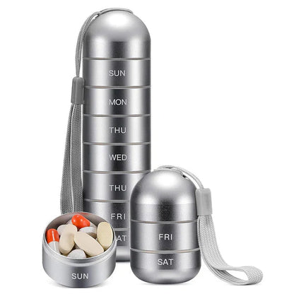 7-Day Pill Organizer for Travel – Aluminum Case