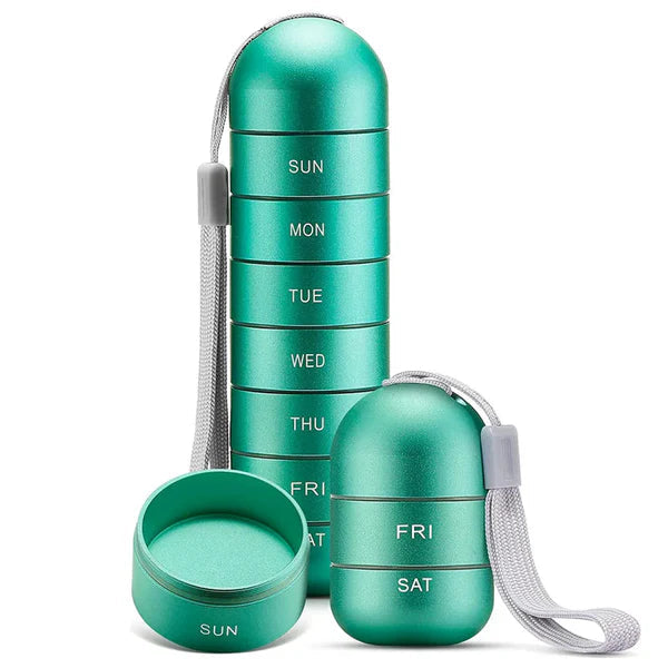 7-Day Pill Organizer for Travel – Aluminum Case
