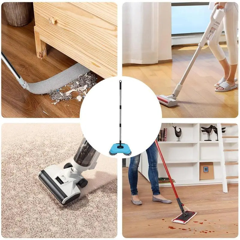 2-in-1 Broom with Rotating Brush Head – Floor Sweeper