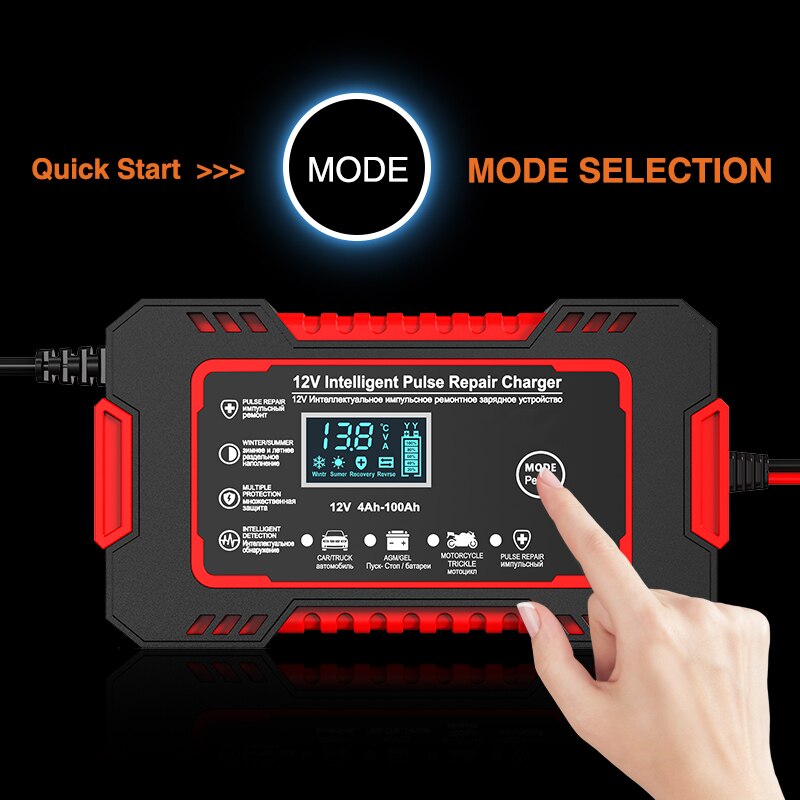 Car Battery Charger 12V with LCD Display – Smart Maintainer
