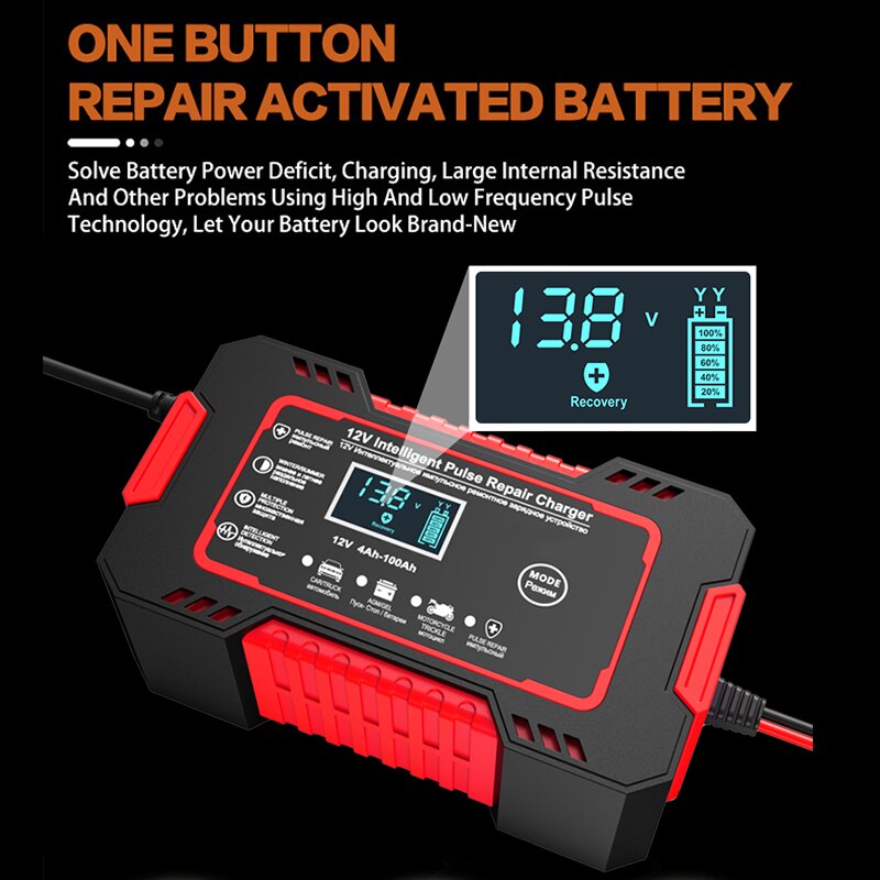 Car Battery Charger 12V with LCD Display – Smart Maintainer