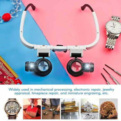 Head-Mounted Magnifier Glasses with LED Lights and 3 Lenses