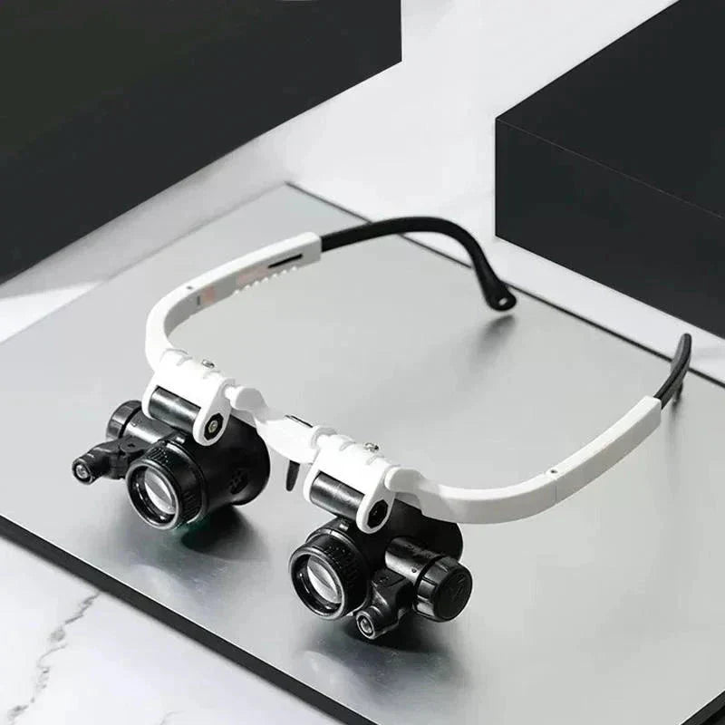 Head-Mounted Magnifier Glasses with LED Lights and 3 Lenses