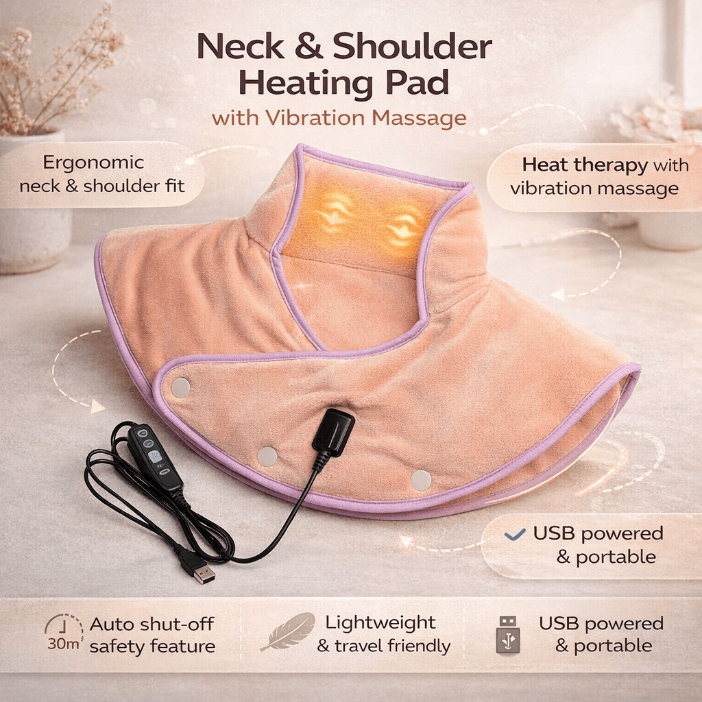 Neck and Shoulder Heating Pad with Vibration – 3 Heat Levels