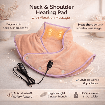 Neck and Shoulder Heating Pad with Vibration – 3 Heat Levels