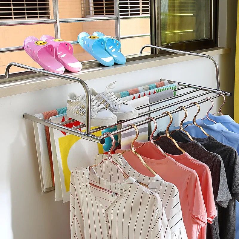 Folding Balcony Clothes Drying Rack – Extendable Stainless Steel Dryer