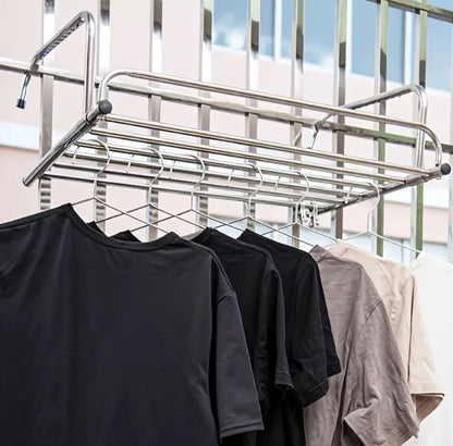 Folding Balcony Clothes Drying Rack – Extendable Stainless Steel Dryer