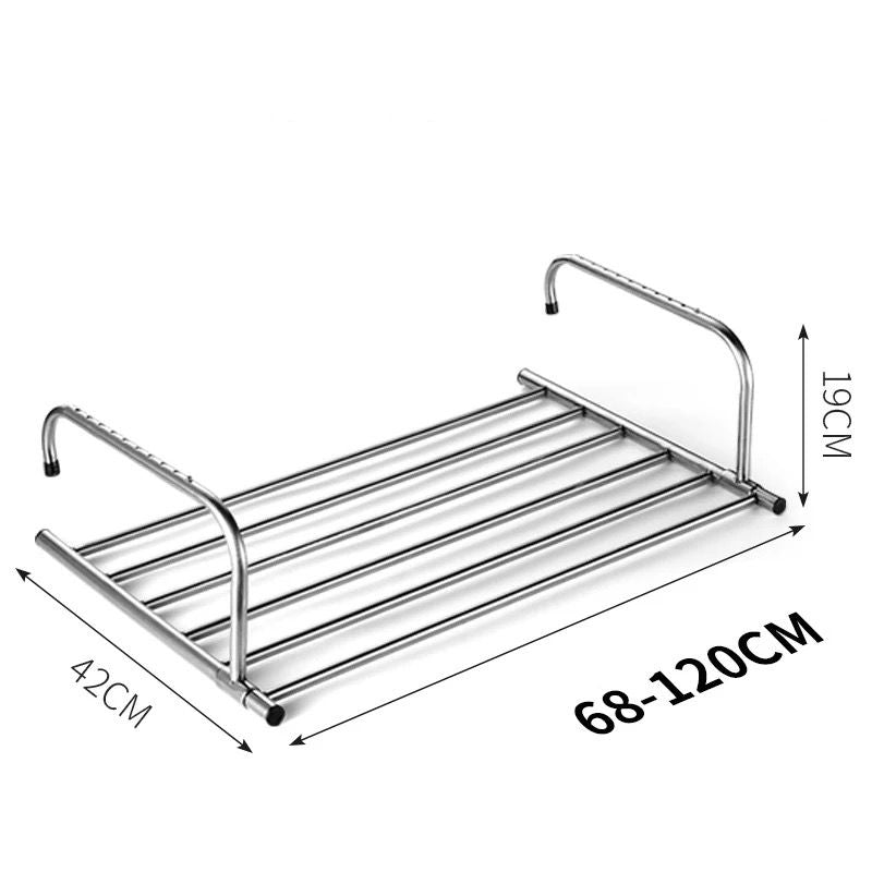 Folding Balcony Clothes Drying Rack – Extendable Stainless Steel Dryer