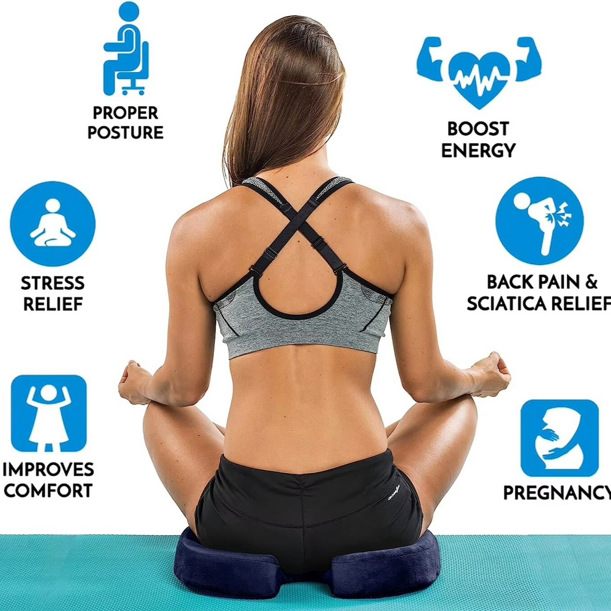 Gel Memory Foam Seat Cushion with Coccyx Cutout
