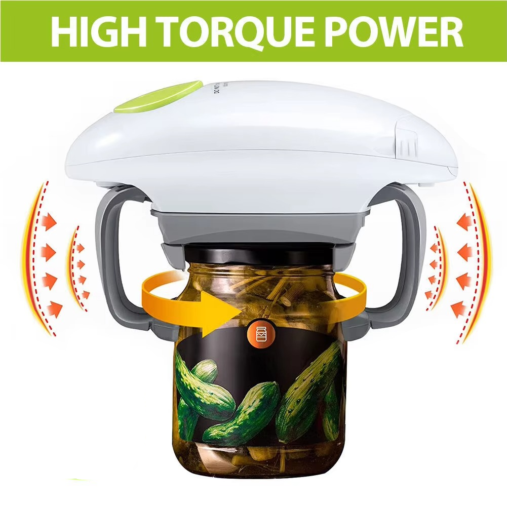 Electric Jar and Can Opener – One-Touch, Hands-Free Opening