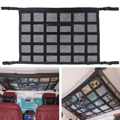 Car Ceiling Storage Net with Zipper – Overhead Cargo Organizer