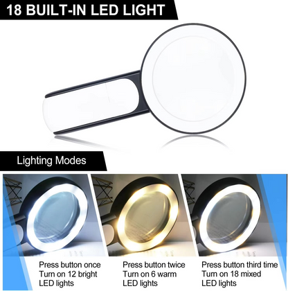 30X Handheld Magnifying Glass with LED Light