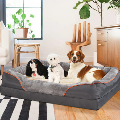 Orthopedic Dog Bed with Raised Bolsters and Washable Cover