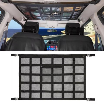 Car Ceiling Storage Net with Zipper – Overhead Cargo Organizer