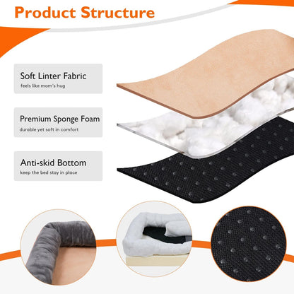 Orthopedic Dog Bed with Raised Bolsters and Washable Cover