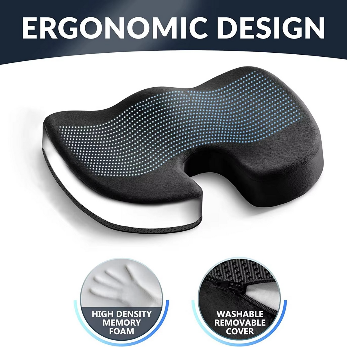 Gel Memory Foam Seat Cushion with Coccyx Cutout