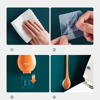 Silicone Toilet Brush with Wall-Mount Holder – Flat Head
