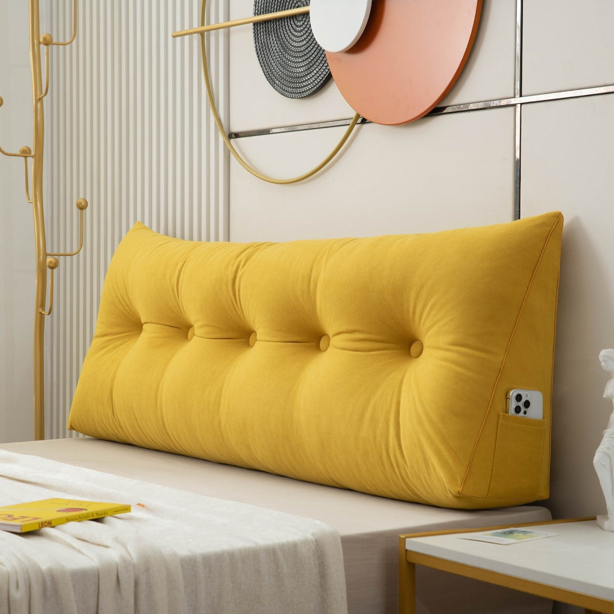 Wedge Backrest Pillow with Side Pocket – Reading Pillow for Bed
