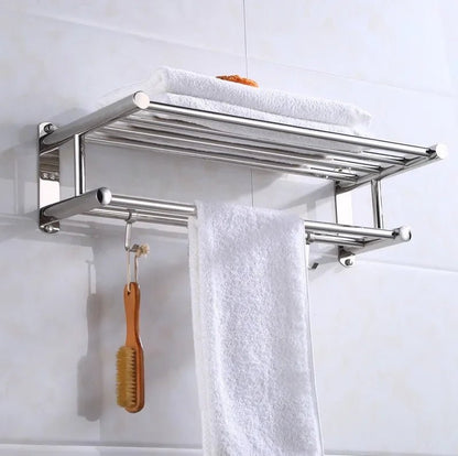 Stainless Steel Wall Shelf Rack – Space-Saving Bathroom and Kitchen Storage