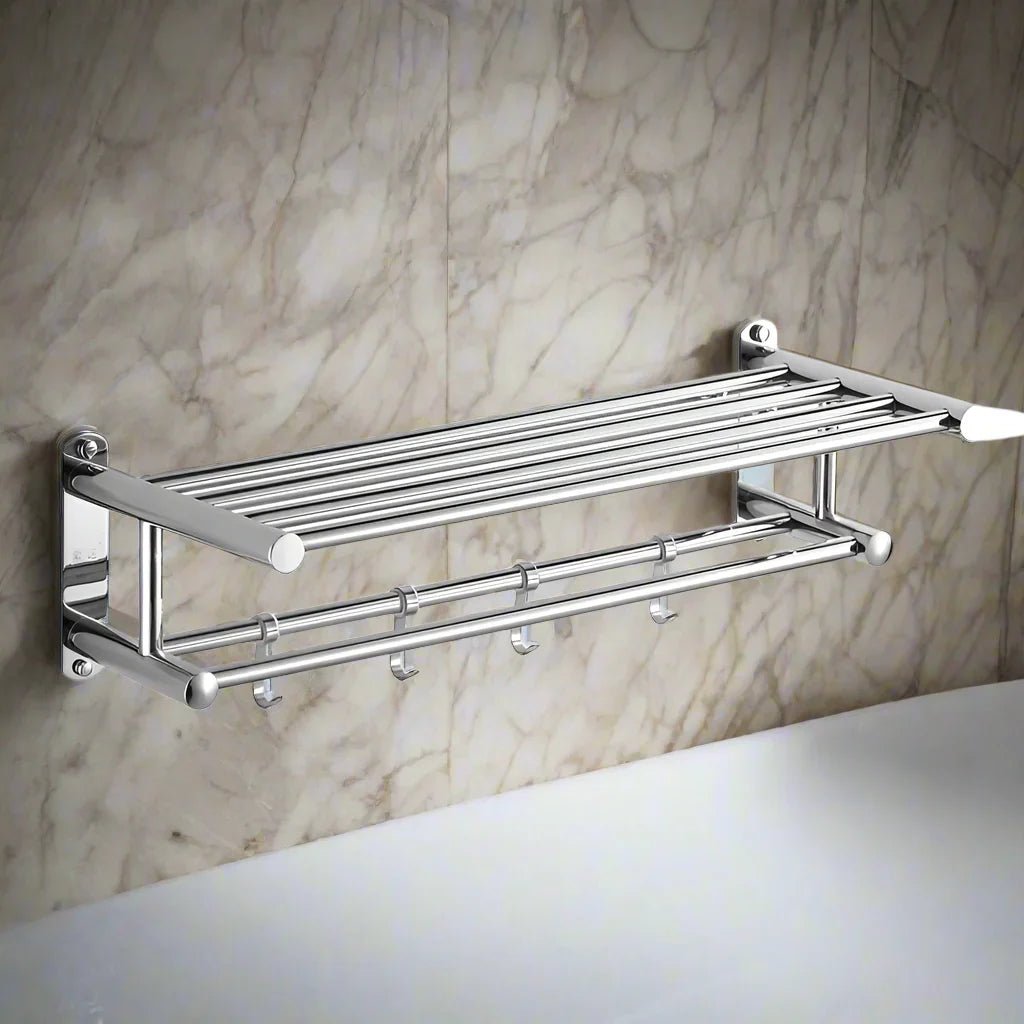 Stainless Steel Wall Shelf Rack – Space-Saving Bathroom and Kitchen Storage