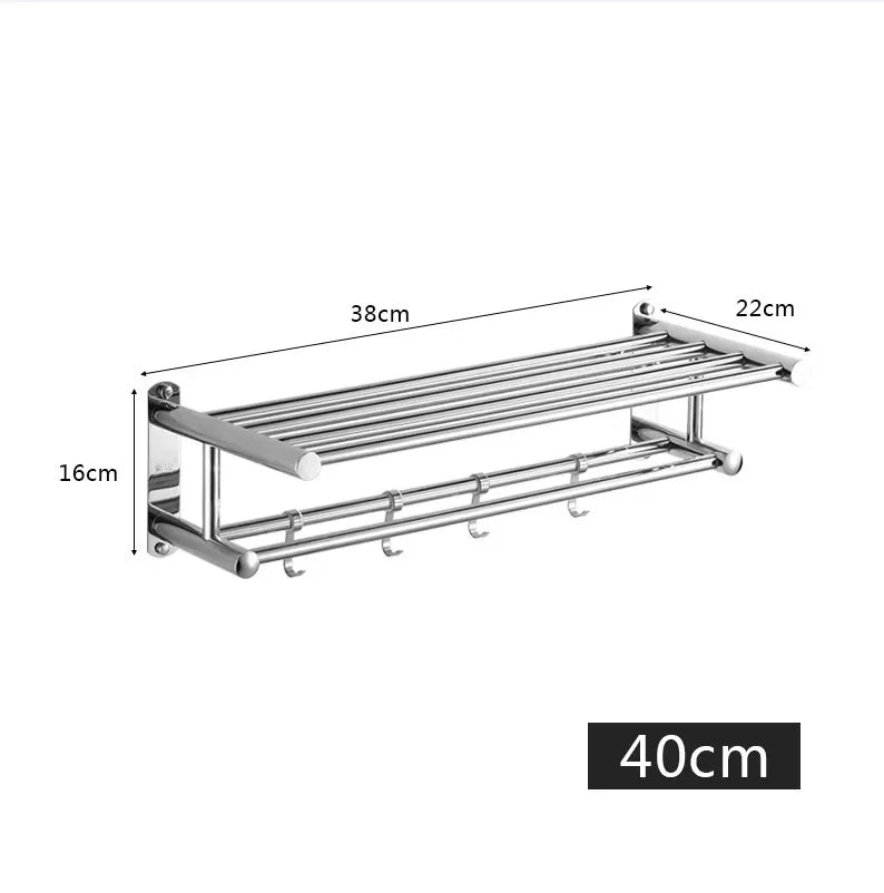 Stainless Steel Wall Shelf Rack – Space-Saving Bathroom and Kitchen Storage