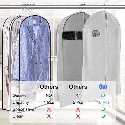 Clear Garment Storage Bags with Zipper – 6-Pack
