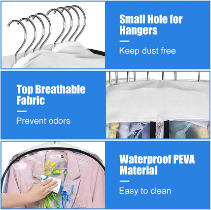 Clear Garment Storage Bags with Zipper – 6-Pack