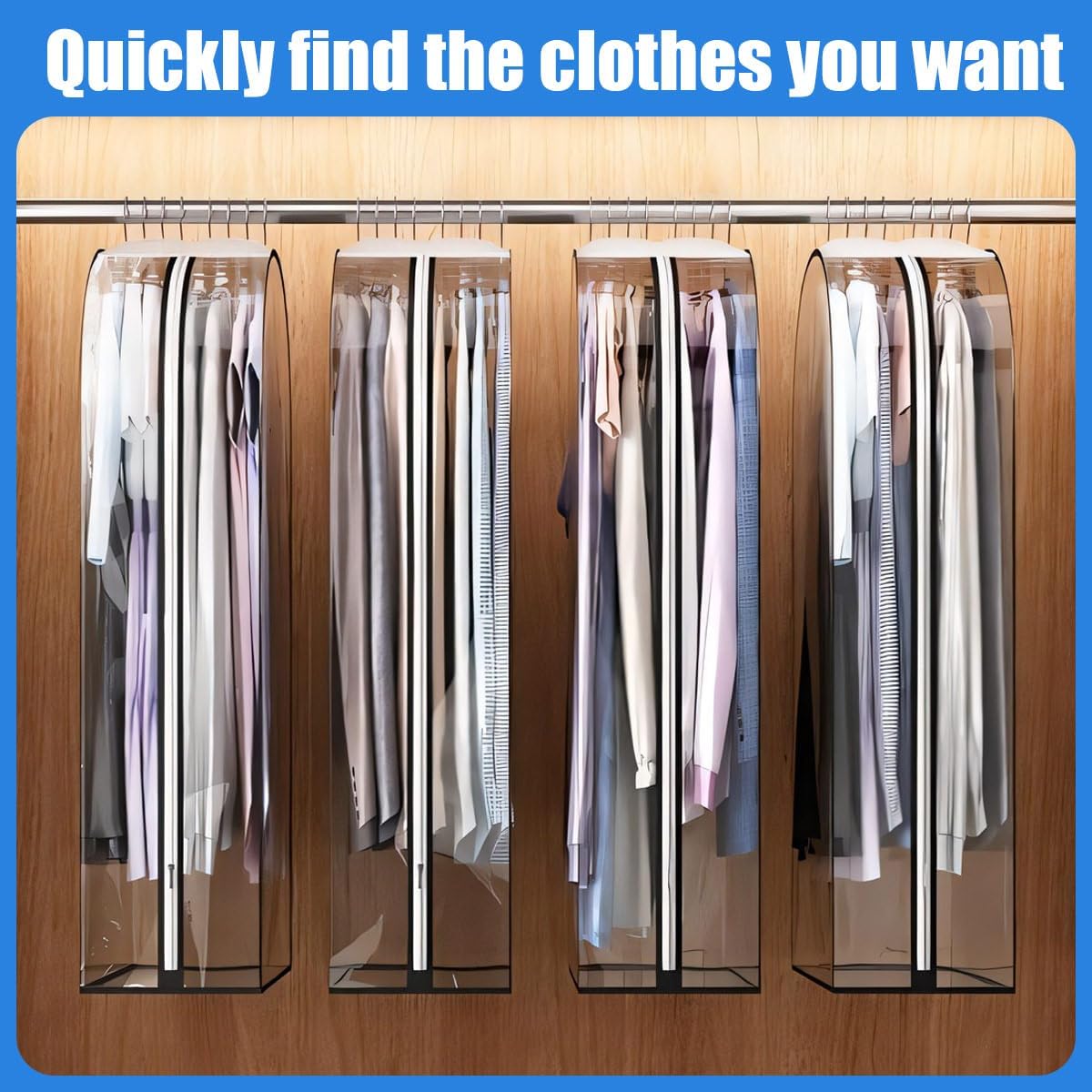Clear Garment Storage Bags with Zipper – 6-Pack