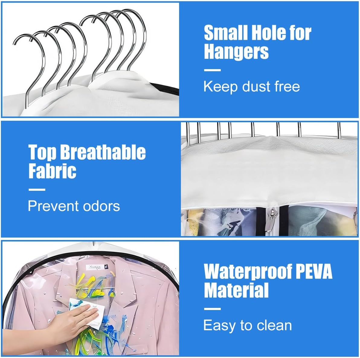 Clear Garment Storage Bags with Zipper – 6-Pack