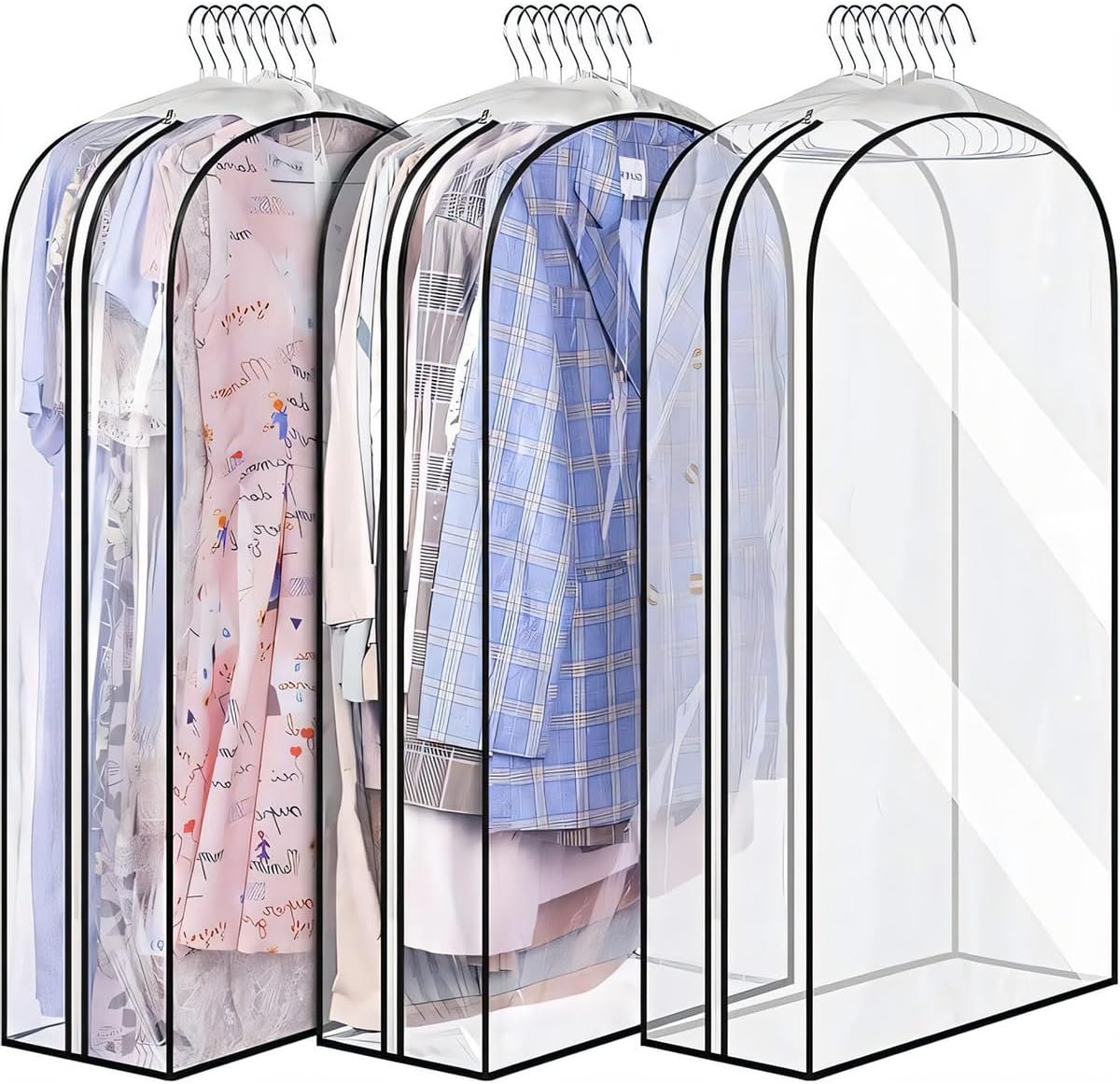 Clear Garment Storage Bags with Zipper – 6-Pack