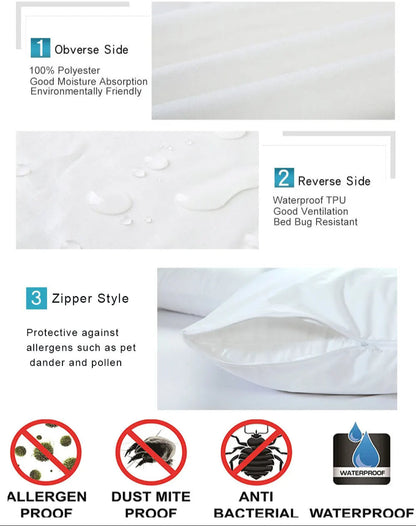 Zippered Waterproof Pillow Protector – Fully Enclosed Pillow Cover