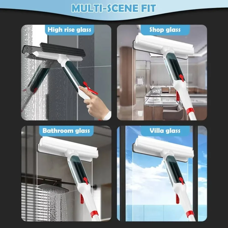Telescopic Window Cleaner with 51 Inch Pole and Spray Tank