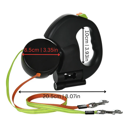 Double Retractable Dog Leash with LED Light – Tangle-Free