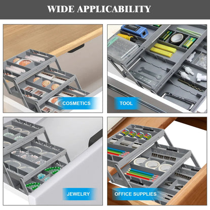 Foldable 3-Tier Drawer Organizer with Dividers