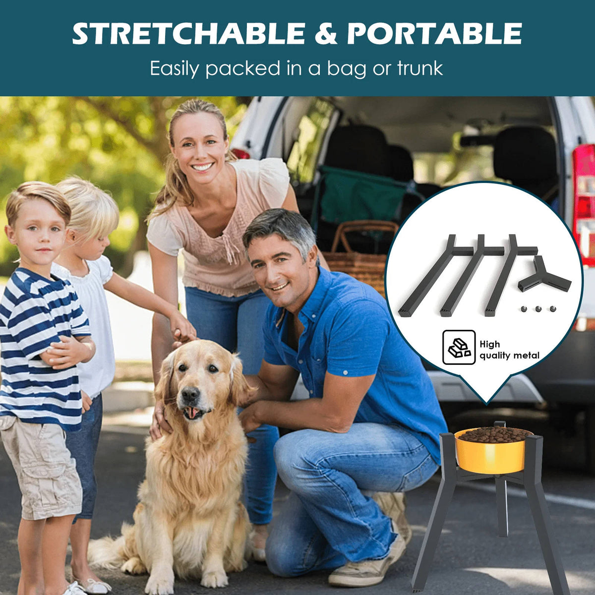 Adjustable Elevated Dog Bowl Stand – Foldable Metal Frame