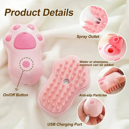 Steam Pet Brush – 3-in-1 Spray Grooming Brush for Shedding