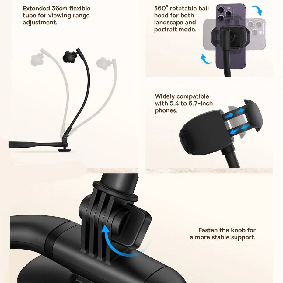 Flexible Phone Holder for Bed – Gooseneck Mount for Desk and Headboard