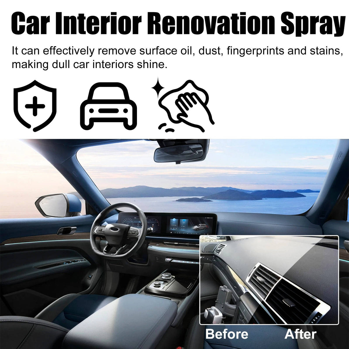 Car Interior Cleaning Kit – 3-Piece Dashboard and Seat Cleaner Set