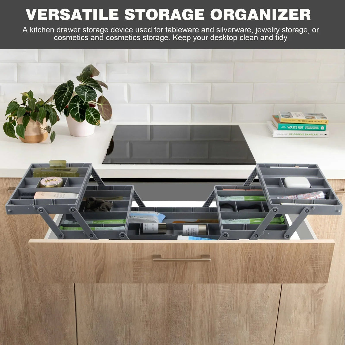 Foldable 3-Tier Drawer Organizer with Dividers