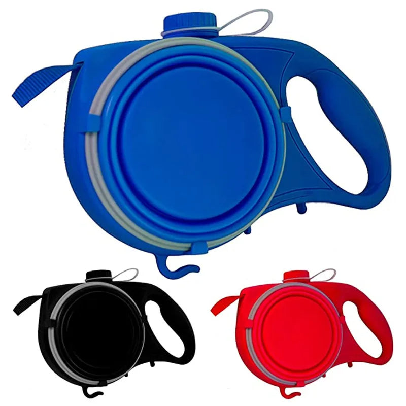 4-in-1 Dog Leash with Water Bottle and Bowl – All-in-One Walking Lead